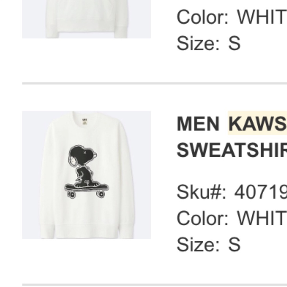 Uniqlo x KAWS X peanuts snoopy NEW sweatshirt